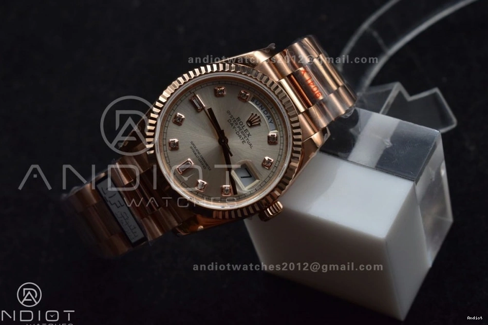 36 vr3255 DayDate on (Gain Diamond V5 Steel President Weight) Silver Square Edition QF Best Dial 904L with RG Bracelet 1112